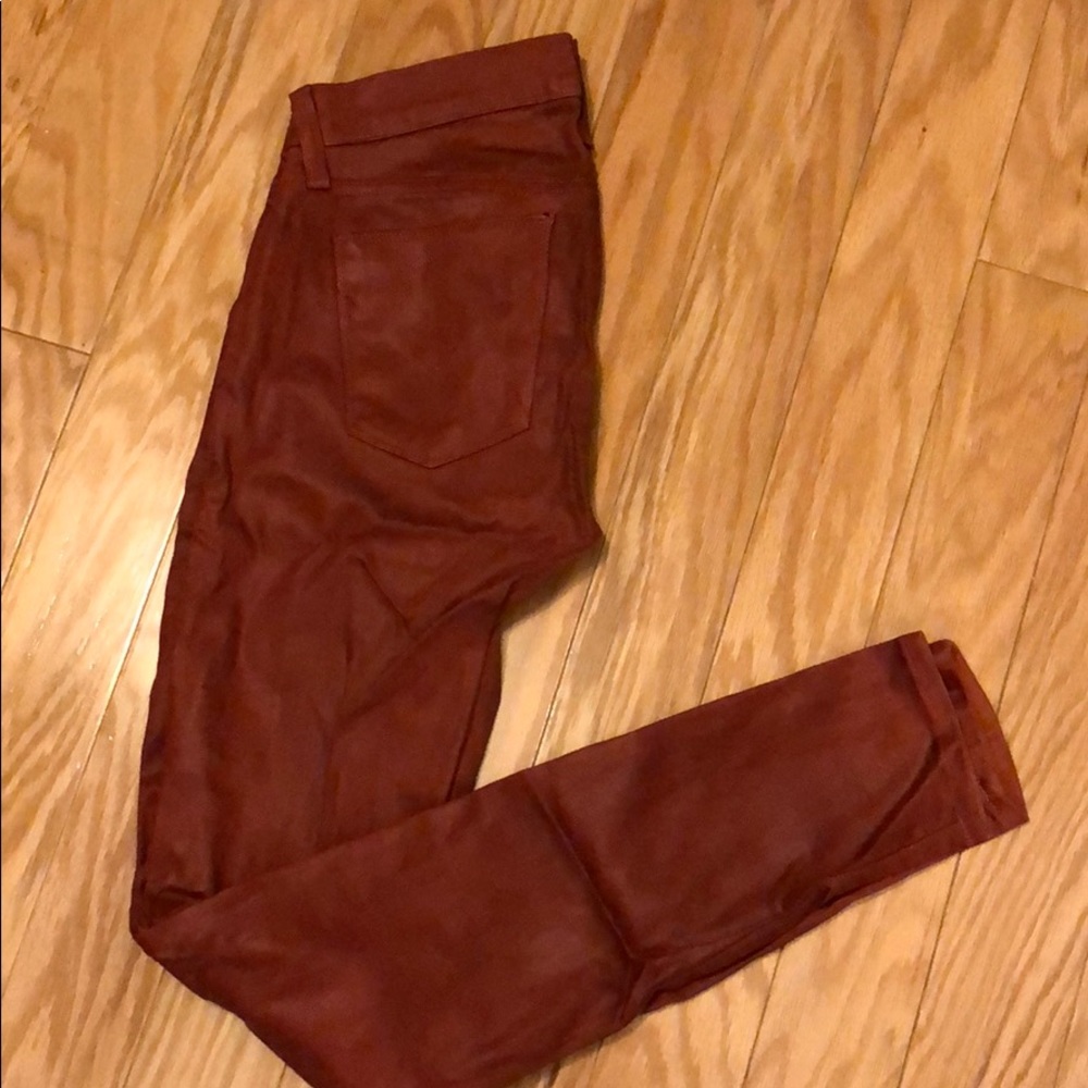 Skinny shiny brick color pants